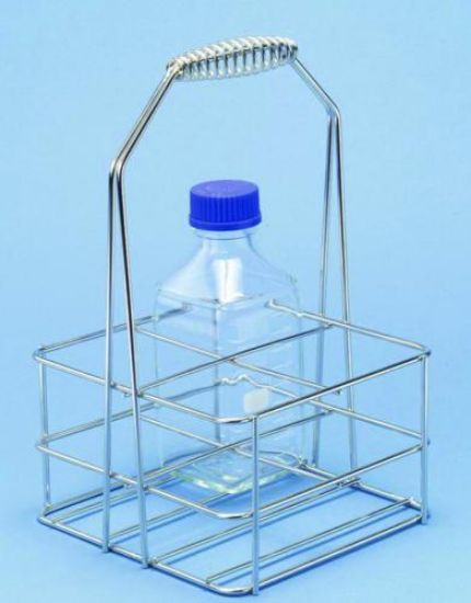 Bottle carriers 2x2 compartments for Duran square bottles, stainless steel_1510550