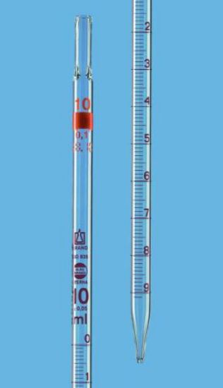 Measuring pipette 10 ml:0.1 ml AR-glass, BLAUBRAND® ETERNA, cl. AS, full drownspout, brown grad._1517712