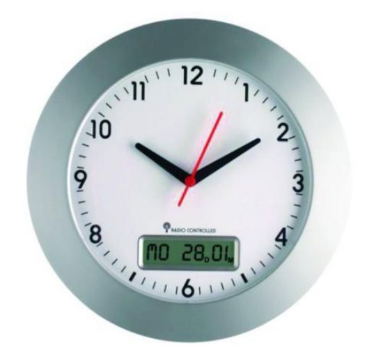 Wireless wall clock with date ø 300 x 47,5 mm with batterie 1.5 V AA_1519729