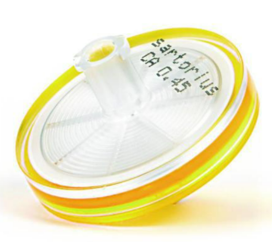 Syringe filter Minisart® NML, SFACHausing MBS. SFCA / CA (Surfactant-free Cellulose Acetate) membrane. For sterile, particle free, ultrapure filtration of small volumes of liquid up to approx. 100 ml. Color coded and printed for easy membra_1523755