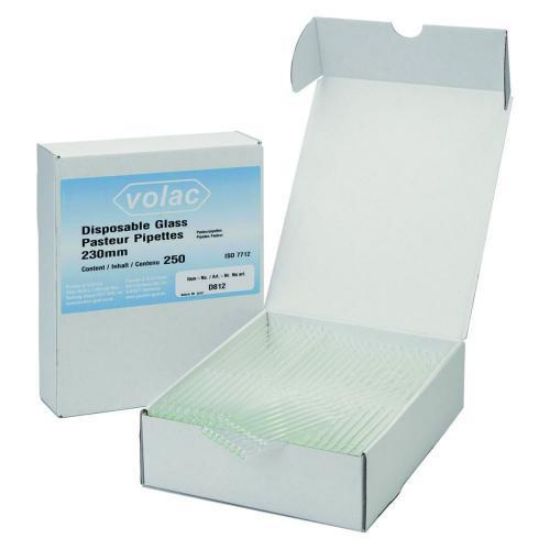 Volac single use pasteur pipettes 230 mm glass, without cotton wool plugs unsterile, pack of 1000_1532480