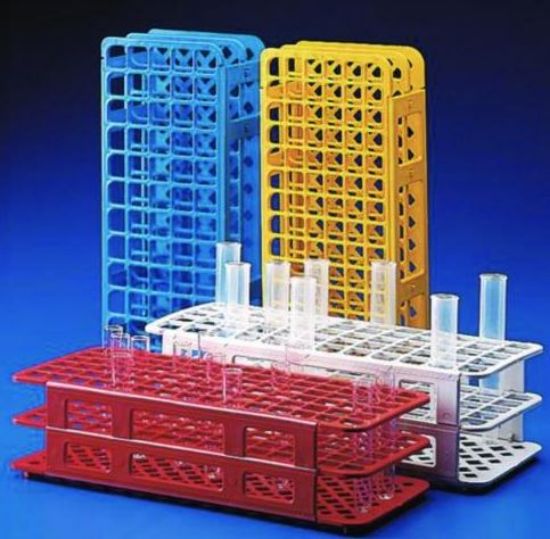 Test tube rack, blue, PP for 40 tubes, holes Ø 25mm 125 x 295 x 85 mm_1550614
