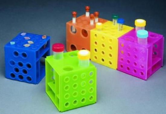 Interlocking multi-tube PP rack, G assorted colours,10.8 x 11.3 x 11.3 cm, pack of 5_1555146