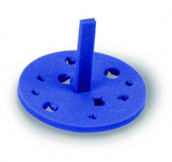 Tube holder for waterbath floatable, polyfoam, round, blue, f.18 tubes of 0,2/0,5/1,5-2,0 ml, pack of 5_1555990