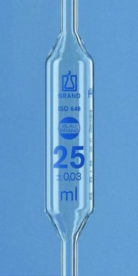 Volumetric pipet 25 ml, with 2 marks BLAUBRAND®, cl. AS, AR glass KB, blue grad._1561203