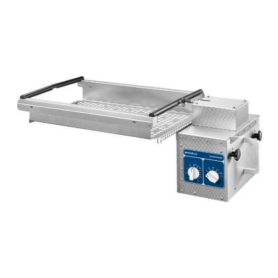 Shaking Device SA 1028 for Ultrasonic Bath SONOSHAKE-Analogue setting of time and shaking frequency-Reciprocating motion: settings in 4 steps possible of up to 200/min-Constant amplitude of 20mm independent of loading-Rack easy to remove -_1562523