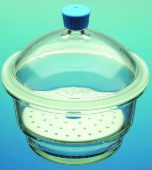 Desiccator Ø 100 mm with plastic knob lid and porcelain plate, boro 3.3_1563977