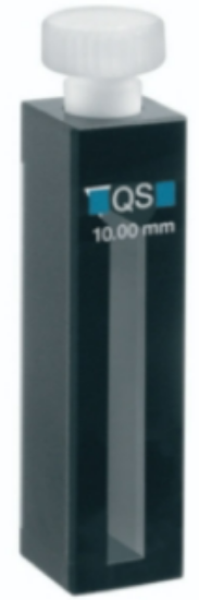 Half-micro-cuvette 108-QS, 10mm thickness quartz glass SUPRASIL®, 1000 μl with cover of PTFE_1568198