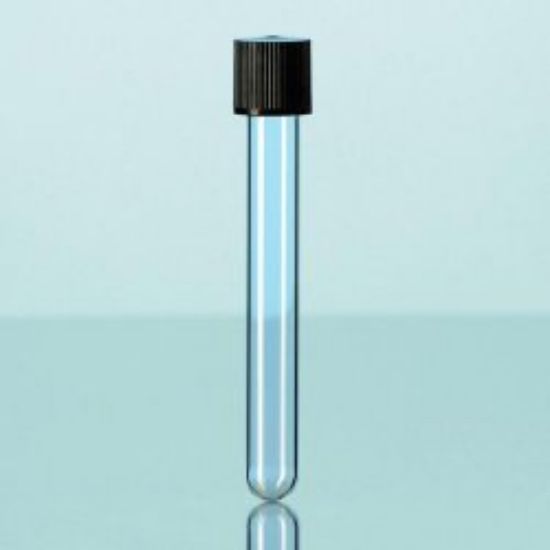 Disposable Culture tube, soda-lime-glass,  16 x 160 mm, GL 18, with screw-cap (PP), with rubber seal, pack of 100_1566493