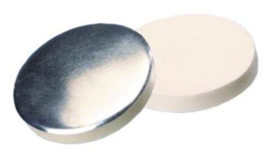 LLG-Septa N 20 Silicone white/ Aluminium Foil silver, Hardness: 50° shore A, Thickness: 3 mm, pack of 100_1574056