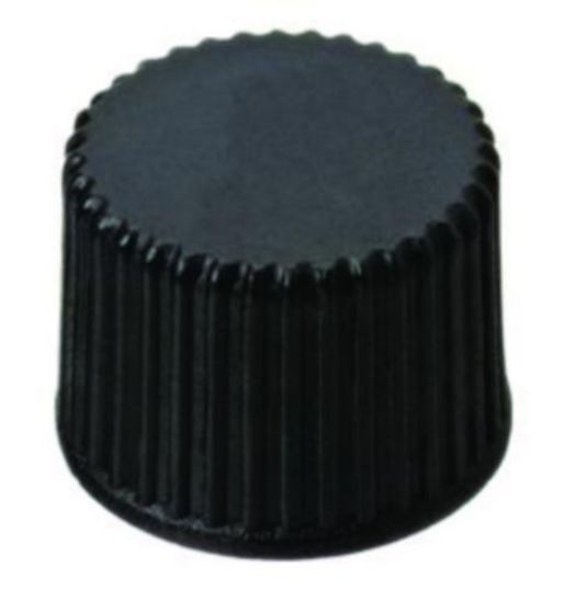 LLG-Screw caps N 8, black PP, closed top, Silicone white/PTFE red, hardness: 40°shore A,thickness: 1.3 mm,pack of 100_1575645