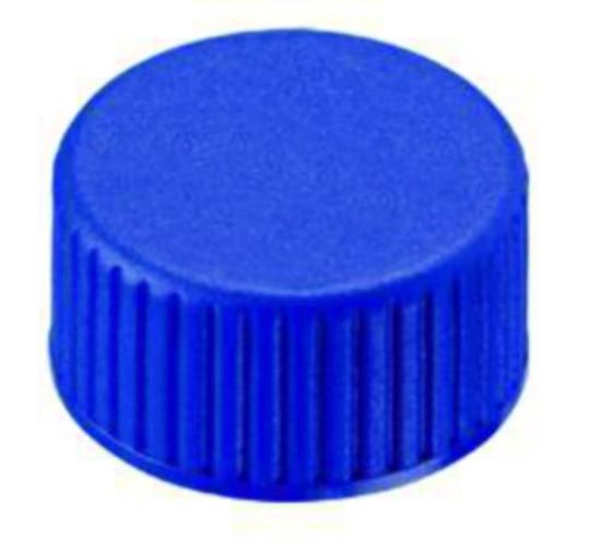 LLG-Screw caps N 9, blue PP, closed top, Silicone white/PTFE red, hardness: 40° shore A,thickness:1.0 mm,pack of 100_1575678