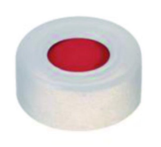 LLG-Snap ring cap N 11, PE, transparent, center hole, PTFE red/Silicone white/PTFE red, Hardness: 45° shore A, Thickness: 1.0 mm, pack of 100pcs_1575818