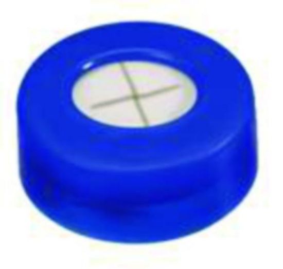 LLG-Snap ring caps N 11 blue, hole, silicone white /PTFE blue, cross slitted, pack of 100_1575953