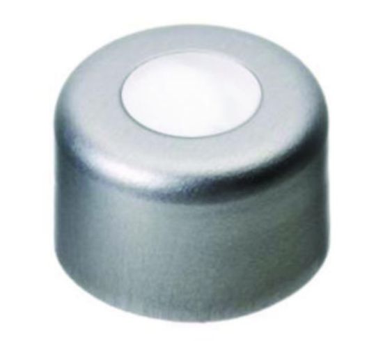 LLG-Aluminium crimp caps N 8 TS/oA, silver center hole, Silicone white/PTFE red, Hardness:40° shore A,Thickness:1.0 mm, pack of 100_1576331