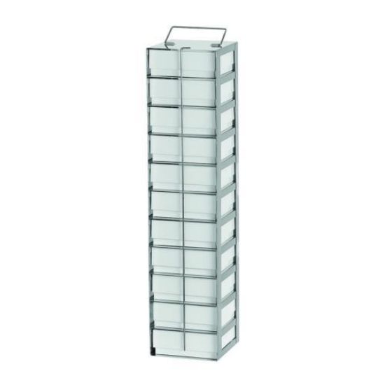 Classic rack for chest freezer for 11 boxes 50mm high, delivered including standard white cardboard boxes and 9x9 cell dividers, stainless_1582091