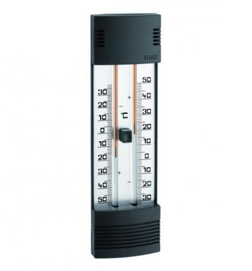 Maxima-minima thermometer 20 cm with push-buttom magnet, mercury-free, without roof, black_1581417