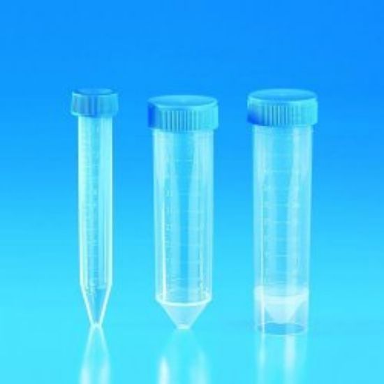 Conical grad test tube 50 ml PP, pack of 100, blue cap 30 x 115, self-standing bottom_1582839