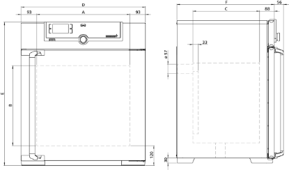 Universal oven UF110m forced air circulation, SingleDISPLAY, 108 l,20 °C - 300 °C, with 2 grids_1383861