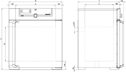 Universal oven UN110m, natural convection, SingleDISPLAY, 108 l, 20 °C - 300 °C with 2 grids_1383930