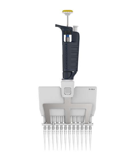 Gilson PIPETMAN G Multichannel P12x200G Pipette, Manual Air Displacement, 20-200 μL, 12 Channel, Metal Ejector