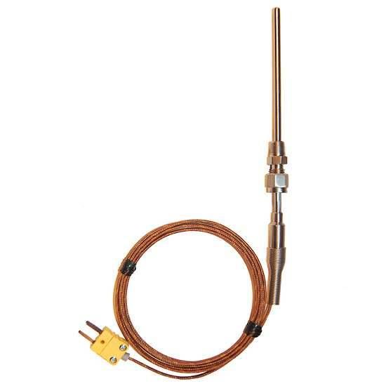 Digi-Sense, Type-K Pipe-ftg Probe SS Handle Mini-Connector, 12" L .188" Dia Grounded 6ft Cable_1105443