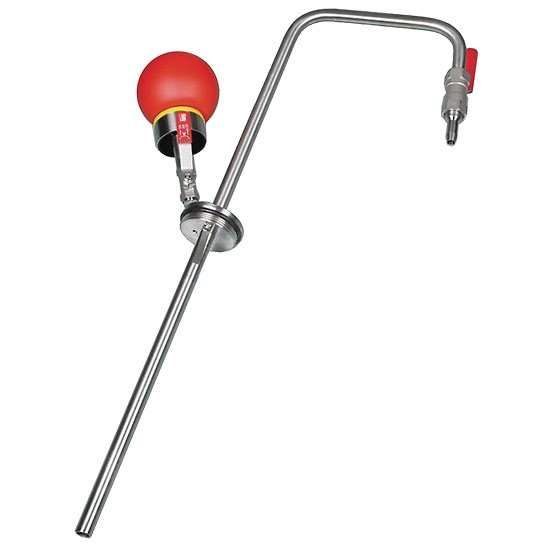 Burkle, Inc. 5603-1000 Solvent pump, SS, squeeze bulb, discharge spigot, fits R2" thread, 60 cm immersion depth; 10L/min_1222047