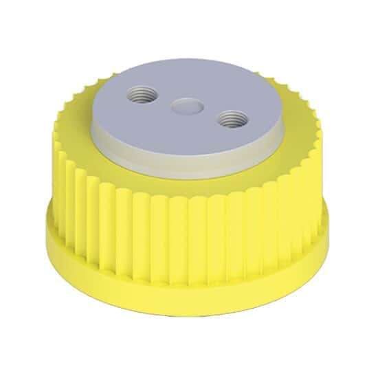Cole-Parmer VapLock Solvent Delivery Cap with FFKM Air Inlet Valve, two 1/4"-28 ports, GL45; 1/ea_1239515