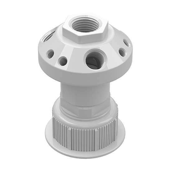 Cole-Parmer VapLock Solvent Waste Manifold, PP, DIN 45, 1x1/2"NPTF, 3x1/4"NPTF, 6x1/4"-28 UNFF; 1/ea_1240384