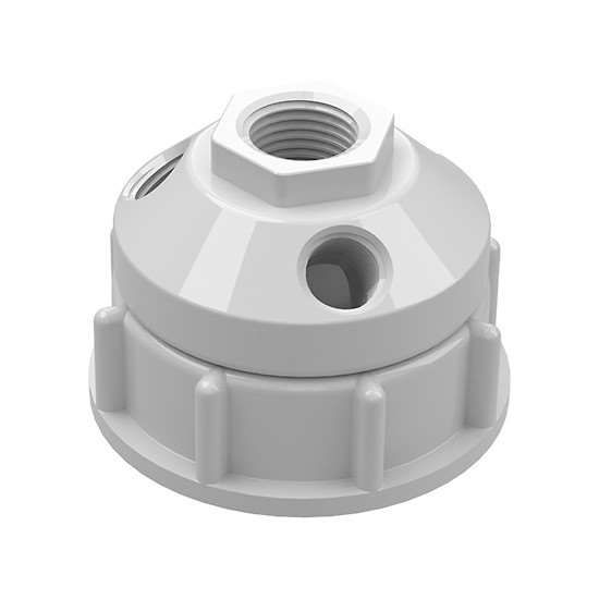 Cole-Parmer VapLock Solvent Waste Manifold, PP, 61 mm, 1x1/2" NPTF, 3x1/4" NPTF; 1/ea_1239632