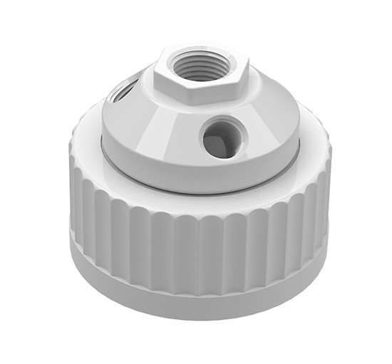 Cole-Parmer VapLock Solvent Waste Manifold, PTFE, GL80, 1x1/2" NPTF, 3x1/4" NPTF; 1/ea_1240398