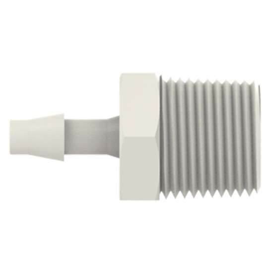 Cole-Parmer VapLock Tubing Adapter, 5/16" ID x 1/4" NPT(M), Polypropylene, 10/pk_1240404