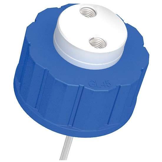 Diba Omnifit® Q-Series  Solvent Bottle Cap, GL45, 2 UNF(F) Ports w/o Valves, Blue_1472697