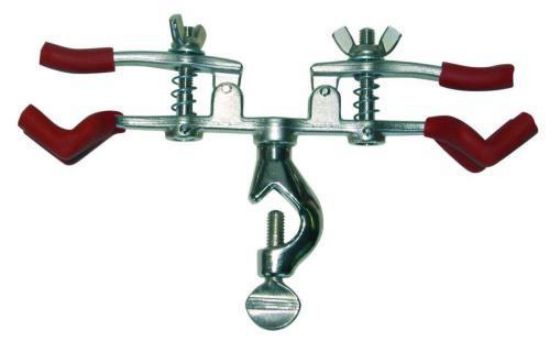 Burette clamp with bosshead, nickelplated brass, for 2 burettes_1565715