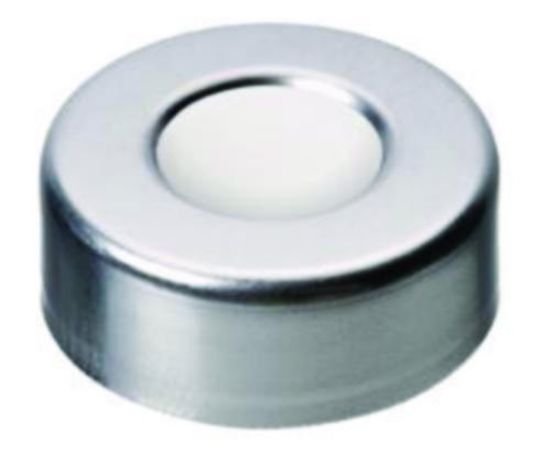 LLG-Aluminium crimp caps N 20 silver hole, silicone white /PTFE beige, hardness 40° shore A, septa thick.3mm, pack of 100_1576360