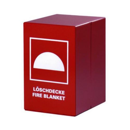 Fire blanket container steel, red, with screenprint, 300x200x240 mm_1566876