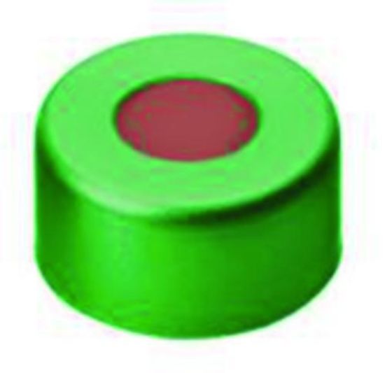 LLG-Aluminium crimp caps N 11 TB/oA green, with centre hole, hole diameter: 5,6 mm, thickness: 0,9 mm, butyl rubber/PTFE_1574067