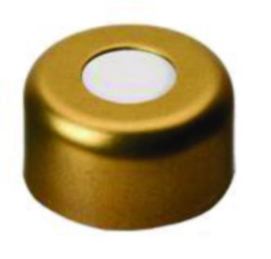LLG-Magnetic crimp caps N 11 TS/oA-M, gold center hole, Silicone white/PTFE red, Hardness:45° shore A,Thickness:1.3 mm, pack of 100_1574075