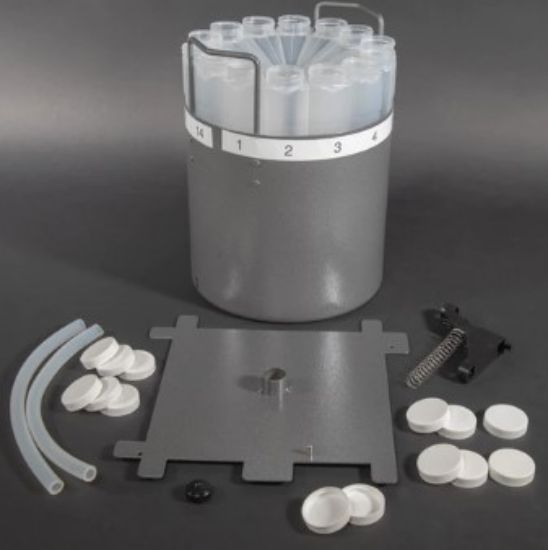 ISCO, Bottle Configuration For BLZZRD Sampler (14 Polypropylene 1 Liter), 0.26 Gallon, wedge-shaped bottles, caps, carrier, adapter, 2 discharge tubes_1721654
