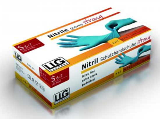 LLG-Disposable gloves, Strong, Nitrile, size S blue, textured, powder free, 240mm, pack of 100_1815156