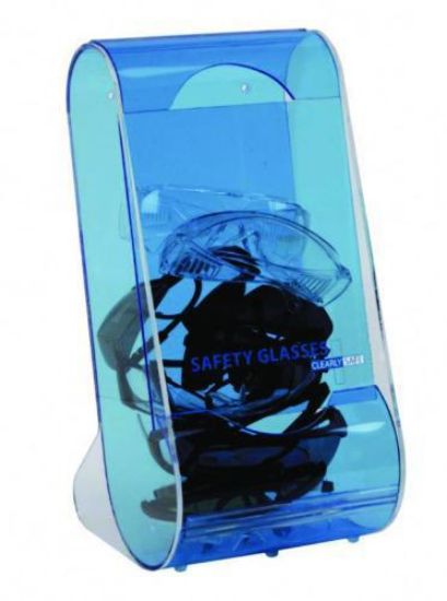 Safety glass dispenser Clearly Safe® acrylic, blue, 203x203x406 mm, incl. screws_1555936