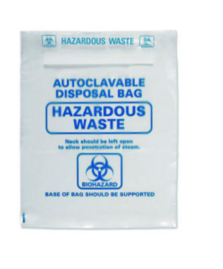 LLG-Autoclavable bags 415x600mm PP, transparent, BIOHAZARD, pack of 50_1559645