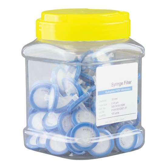Cole-Parmer Syringe Filter, 33 mm, 0.45 um PVDF; 100/Pk_1227853