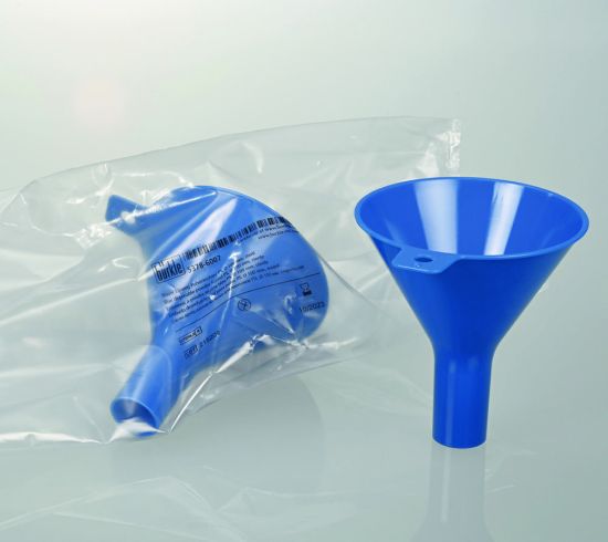 Blue disposable powder funnels PS Ø 100 mm, sterile pack of 10_1883766
