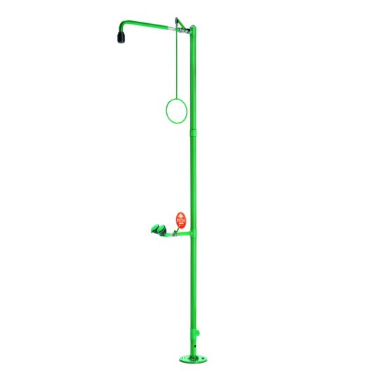 Safety shower combination ClassicLine, free-standingClassicLine safety shower combination, with safety eye shower optionally with bowl, lid and face wash unit, floor mounted.-Including top and bottom water inlet 1 ¼” female for installation_1893292