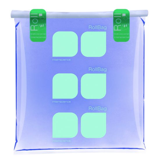 Sampling bags, RollBag®, HDPESterile sampling bags with a sticker closure for the collection of any liquid and solid samples.-100 % metal free-Waterproof, resistant closure-With labeling field-Single, sterile packaging-Film in PolySilk®-Gam_1910679