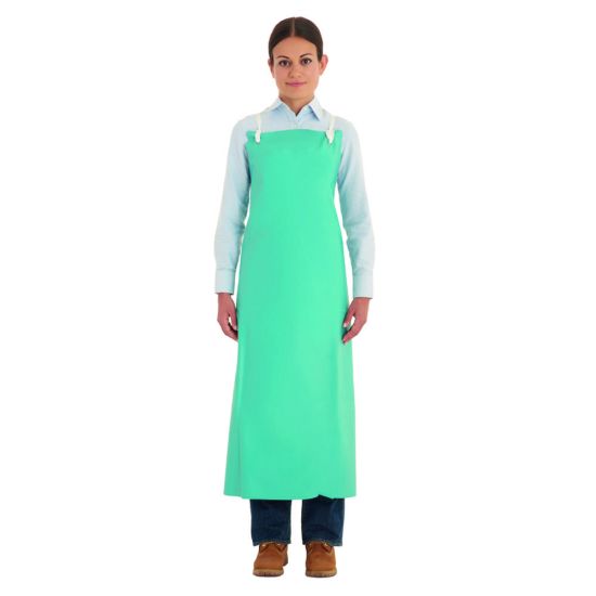 Working and Chemical Protective Apron AlphaTec®, PVC-PVC fabric: Protection from acids, bases, punctures, and abrasion-Sealed grommets with adjustable ties (122 cm): Easy adjustment with no tear-out_1910957