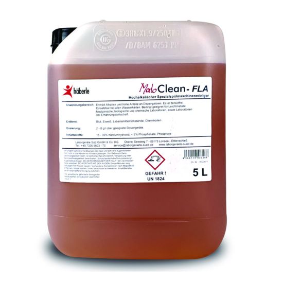 MaloClean FLAHighly alkaline cleaner for dishwashers-Contains alkalis and high levels of dispersants-Free of surfactants and suitable for all water hardnesses-Removes blood, protein, food residues and chemicals-Ingredients 15 - 30% sodium h_1913313