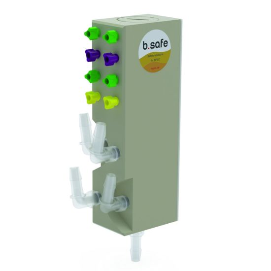 Table distributor b.safe, PP, with silicone-free adhesive padCentral waste collection from several HPLC systems. Capillaries and tubes are connected without kinks using the fittings (thread UNF 1/4“) and tube connectors (thread NPT 1/8“) in_1914877