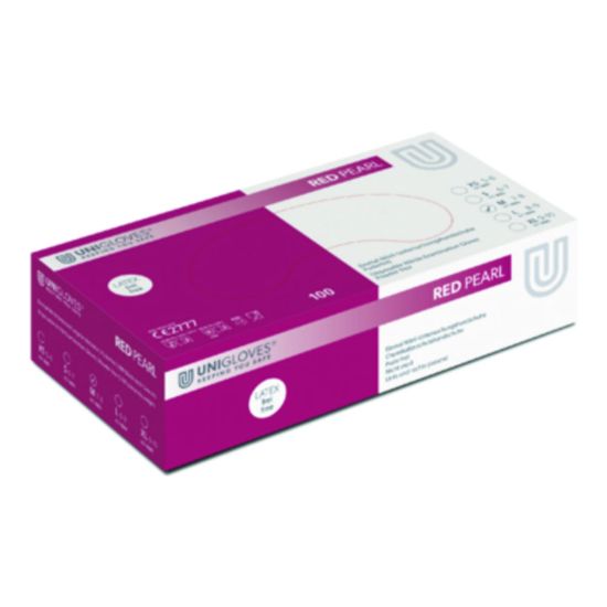 Nitrile gloves Red Pearl size XL powder free, non sterile, rolling edges, micro-roughened finger tips, pack of 100_1812366